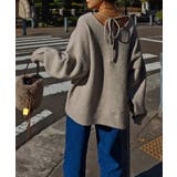 オートミール | バックリボンニットプルオーバーesutoreja ニット スタイルアップ | BUYSENSE