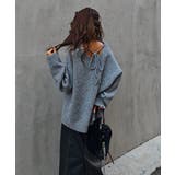 グレー | バックリボンニットプルオーバーesutoreja ニット スタイルアップ | BUYSENSE