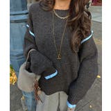 ブラウン | バイカラーニットプルオーバーesutoreja ニット スタイルアップ | BUYSENSE