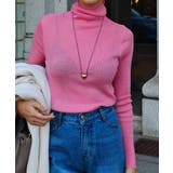 ピンク | タートルネックリブニットトップスesutoreja ニット スタイルアップ | BUYSENSE