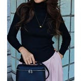 ブラック | タートルネックリブニットトップスesutoreja ニット スタイルアップ | BUYSENSE