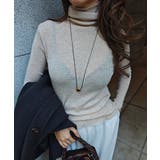 ベージュ | タートルネックリブニットトップスesutoreja ニット スタイルアップ | BUYSENSE