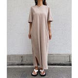 ベージュ | ロングTシャツワンピース esutoreja ワンピース | BUYSENSE