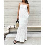ホワイト | シャーリングロングドレス esutoreja ワンピース | BUYSENSE