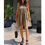 ベージュ | ノースリーブティアードワンピースesutoreja ワンピース スタイルアップ | BUYSENSE