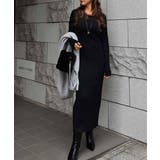ブラック | リブニットロングスリーブワンピースesutoreja ワンピース スタイルアップ | BUYSENSE