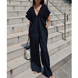 ブラック | シャーリングフリルオールインワンesutoreja ワンピース スタイルアップ | BUYSENSE