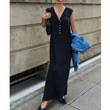 ブラック | ヘンリーネックリブワンピースesutoreja ワンピース スタイルアップ | BUYSENSE