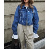 ブルー | クロップドデニムジャケットesutoreja アウター スタイルアップ | BUYSENSE