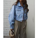 ライトブルー | クロップドデニムジャケットesutoreja アウター スタイルアップ | BUYSENSE
