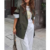 カーキ | レイヤードダブルテーラードジャケットesutoreja アウター スタイルアップ | BUYSENSE