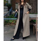 ベージュ | ガンクラブチェックロングコートesutoreja アウター スタイルアップ | BUYSENSE