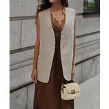 ベージュ | リネンライクジレesutoreja アウター スタイルアップ | BUYSENSE