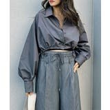 グレー | ショートリボンシャツ esutoreja シャツ レディース トレンド | BUYSENSE