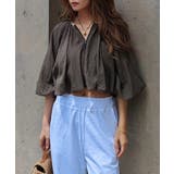 ブラウン | 2wayシフォンパフスリーブトップスesutoreja シャツ アウター | BUYSENSE