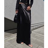 ブラック | サテンロングスカートesutoreja スカート スタイルアップ | BUYSENSE