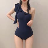 ネイビー | ワンショルダーリボンワンピース LAVIA ワンピースビキニ | BUYSENSE
