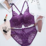 パープル | シアーLace ブラショーツセット ノンワイヤー | BUYSENSE
