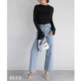 ブルー | ワイドデニムパンツ Rashik ボトム | BUYSENSE