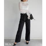 ブラック | ワイドデニムパンツ Rashik ボトム | BUYSENSE