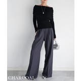チャコール | ウエストデザインストレートパンツ Rashik ボトム | BUYSENSE