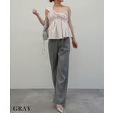 グレー | ウエストボタンストレートパンツ Rashik ボトム | BUYSENSE