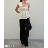 ブラック | ウエストボタンストレートパンツ Rashik ボトム | BUYSENSE