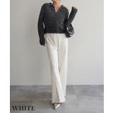 ホワイト | ニットストレートパンツRashik ボトム 大人カジュアル | BUYSENSE