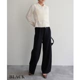 ブラック | ニットストレートパンツRashik ボトム 大人カジュアル | BUYSENSE