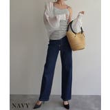 ネイビー | ワイドストレートリサイクルデニムRashik デニム 大人カジュアル | BUYSENSE