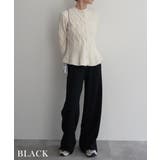 ブラック | ストレートワイドニットパンツRashik ボトム 大人カジュアル | BUYSENSE