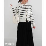 ホワイト | 細ボーダーカーディガン Rashik カーディガン | BUYSENSE