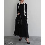 ブラック | 配色ニットアンサンブルRashik カーディガン 大人カジュアル | BUYSENSE