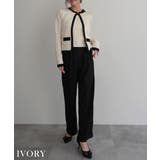 アイボリー | 配色ニットアンサンブルRashik カーディガン 大人カジュアル | BUYSENSE