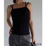 ブラック | ダブルストラップキャミソール Rashik カットソー | BUYSENSE