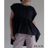 ブラック | ボリュームフレアブラウス Rashik カットソー | BUYSENSE