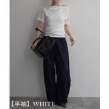 【半袖】ホワイト | ボートネックトップス Rashik カットソー | BUYSENSE