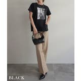 ブラック | フォトプリントロゴTシャツ Rashik カットソー | BUYSENSE