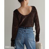 ブラウン | バックオープンベロア調トップスRashik カットソー 大人カジュアル | BUYSENSE
