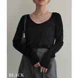 ブラック | バックオープンベロア調トップスRashik カットソー 大人カジュアル | BUYSENSE