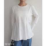 ホワイト | 裾フレア長袖トップスRashik カットソー 大人カジュアル | BUYSENSE