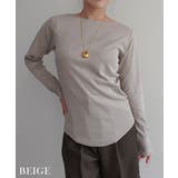 ベージュ | コットンフライスボートネックトップスRashik カットソー 大人カジュアル | BUYSENSE