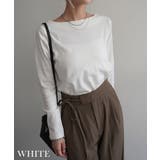 ホワイト | コットンフライスボートネックトップスRashik カットソー 大人カジュアル | BUYSENSE
