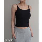 ブラック | カップ付きリブキャミソールRashik カットソー 大人カジュアル | BUYSENSE