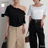 フリルネックワンショルTシャツRashik カットソー 大人カジュアル | BUYSENSE | 詳細画像1