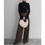 ブラック | スリーブボタンタートルニットRashik ニット 大人カジュアル | BUYSENSE