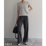 グレー | VネックニットショートベストRashik ニット 大人カジュアル | BUYSENSE