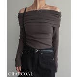 チャコール | オフショルダーギャザーニット Rashik ニット | BUYSENSE