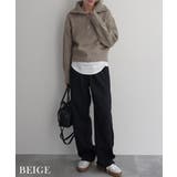 ベージュ | ハーフジップ裾リブニットRashik ニット 大人カジュアル | BUYSENSE