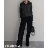 チャコール | ハーフジップ裾リブニットRashik ニット 大人カジュアル | BUYSENSE